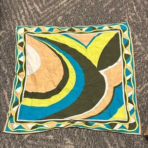 Emilio Pucci Blue and Green Geometric Scarf. Vintage. Abstract. Made in Italy!